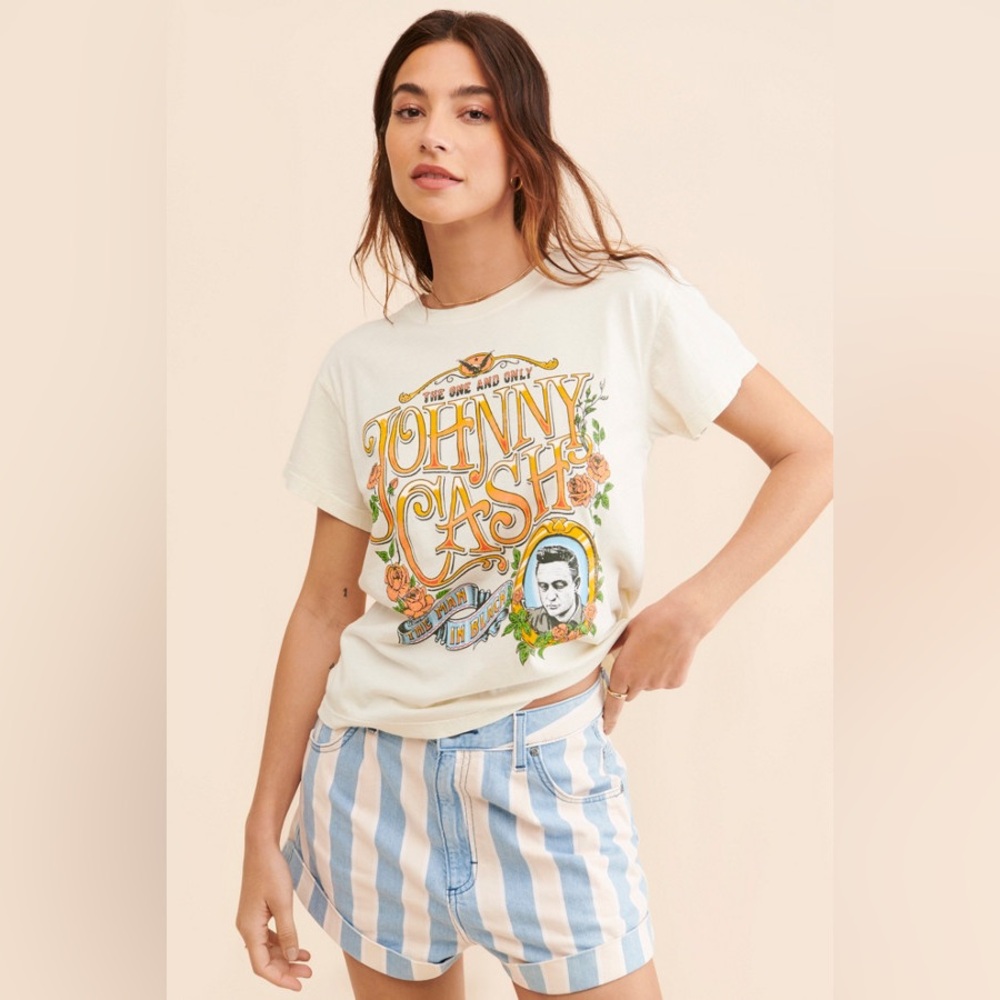 Letluv Daydreamer x Anthropologie Johnny Cash Tour Music Band Tee Shirt sz L
